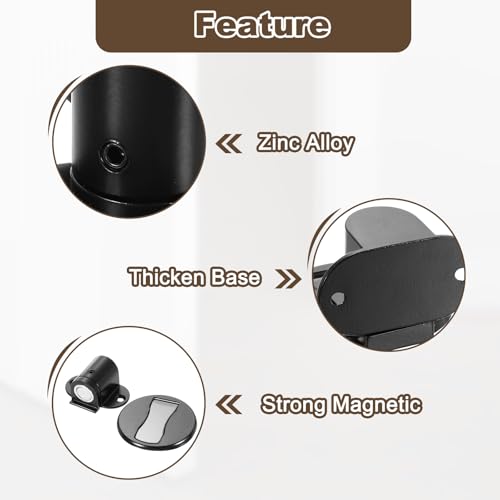 uxcell 2Pcs Magnetic Door Stopper, Silent Magnetic Floor Door Stop, Black - color: Black
