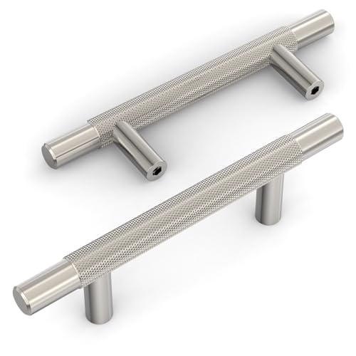 Amerdeco 10 Pack Brushed Satin Nickel Knurled Cabinet Pulls 3 Inch Hole Centers Kitchen Cabinet Handles Hardware Kitchen Handles for Cabinets Handles IH0006… - color: Brushed Satin Nickel, size: 3"/76MM Hole Center