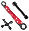 Angle Stop Wrench Kit, 3-Piece Plumbing Tool Set with Compression Sleeve Puller & 4-Way Sillcock Key, 15/16" & 5/8" Plumber Wrench for 3/8" & 1/2" Angle Stop Valves, Tight Spaces - color: Red