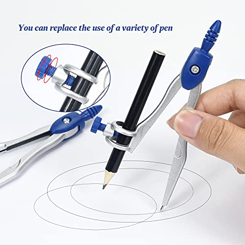 Unjoo Geometry Set 10 Pcs, Compass and Protractor for Students(Navy Blue) - color: Navy Blue