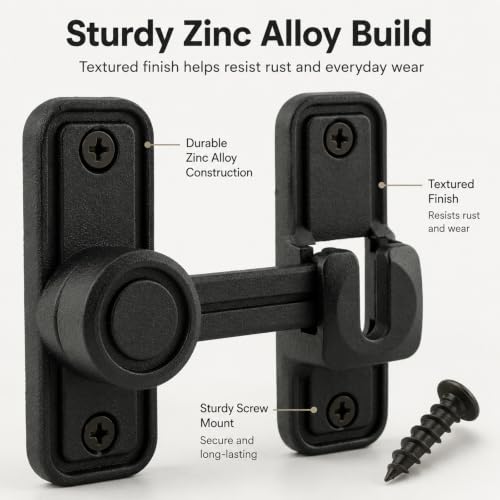 Sliding Barn Door Lock, 90°/180° Swing Slide Lock, Zinc-Alloy
