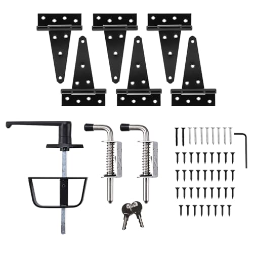 Shed Door Hardware Kit with 5-1/2" L-Handle Lock, Latches and 6" Hinges