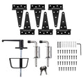 Shed Door Hardware Kit with 5-1/2" L-Handle Lock, Latches and 6" Hinges