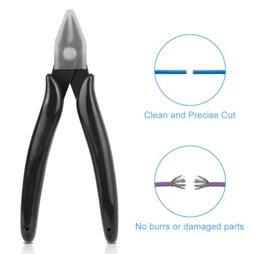 Ainiv Wire Cutters, 1PCS Spring-loaded Side Cutters Flush Cutters, Diagonal Cutters Precision Side Cutters, Diagonal Cutting Pliers in CRV Steel, Heavy Duty Cutting Pliers for Electrical, Homes - color: Black Wire Cutter-1pc, size: 1pc