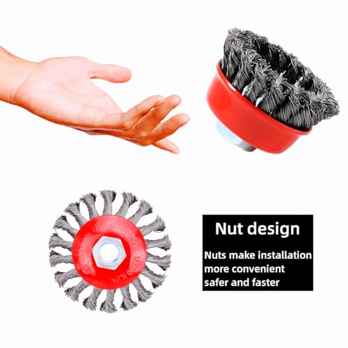 6 Pack Wire Wheel Brush for 4 1/2 Angle Grinder - 4 & 3 Inch Knotted Coarse Crimped Wire Wheels & Cup Brush with 5/8-11UNC Threaded Arbor - style: 6 PACK Wire Wheel&Cup Set