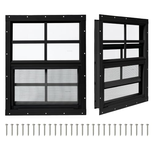 2 Pack Shed Windows, Chicken Coop Windows, 30" x 36" Black - color: Black, size: 30" x 36"