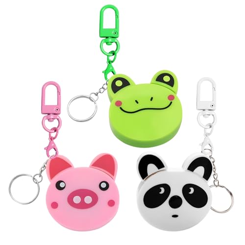 3 Pcs Retractable Kids Fabric Measuring Tape, Cartoon Animal Body Measuring Tapes with Keyring, for Craft Nursing Medical Travel