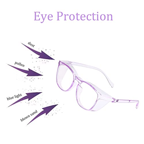 Safety Glasses for Men Women, Anti Fog Safety Goggles Comfortable Blue Light Blocking UV Protective Adult Nurse - color: Square Purple 1pack
