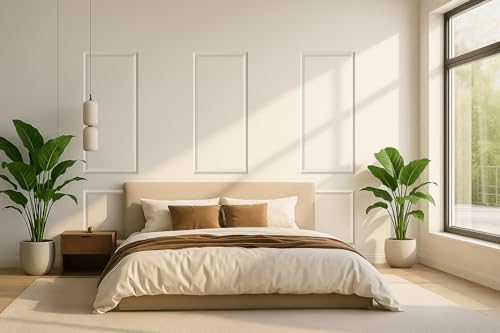 Set of 3 Peel and Stick Wall Molding Kit, Pre Cut Wainscoting Panels