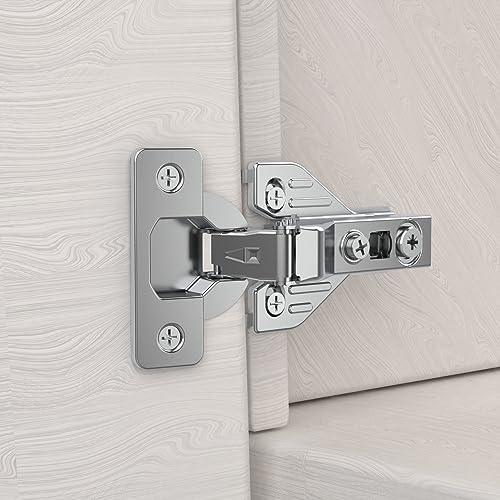 Chibery 50 Pack Half Overlay 3D Soft Close Concealed Hinge for Face Frame Door ＆ Frameless Door, Clip-on Plate, Self Closing Hidden Satin Nickel, 105° Open Angle Concealed Stainless Steel Hinges - size: Half Overlay