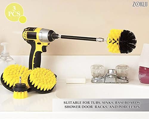3 Pcs Drill Brush Attachments for Cleaning, Nylon 2/3.5/4 in Heads