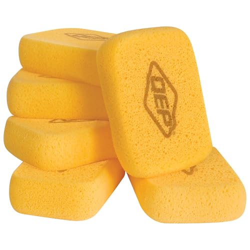 QEP 70005Q-6D 7.5 Inch x 5.5 Inch x 1.875 Inch Grouting, Cleaning and Washing Sponge, X-Large, 6-Pack, 6 Pack, Yellow, 6 Count