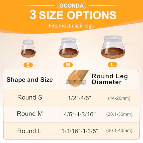 OCONDA 24 PCS Chair Leg Floor Protectors Clear, Extra Small, 1/2''-3/4'' - color: Clear, size: Round S
