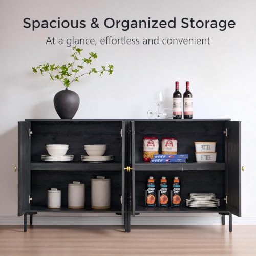 IFGET 34" Tall Modern Arch Sideboard Buffet Cabinet with Storage, Dark Grey - color: Dark Grey, size: 1 Piece