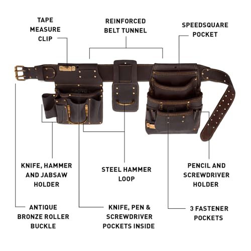 OX Drywall Tool Belt + Pouches - Leather Tool Belts For Men - Size XL - color: Drywall Belt, size: XL