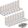 16Pcs L Bracket Corner Brace 2.5 x 2.5 Inch Stainless Steel Corner Brackets, Heavy Duty 90 Degree Joint Right Angle Shelf Brackets for Shelves Wood Furniture with Screws - size: 16PCS-Silver 65*65mm/ 2.5in