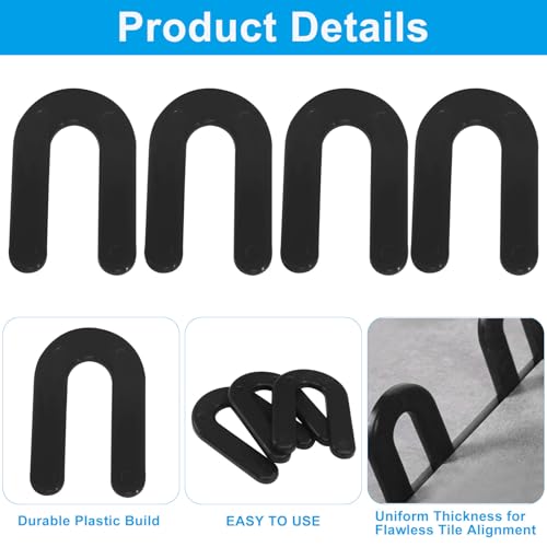 50 Pcs Horseshoe Tile Spacers, 1/4 Inch U Shape Plastic Shims Structural Shims, Leveling Clips for Floor Wall Tile Installation, Black - size: 1/4"(50pcs)