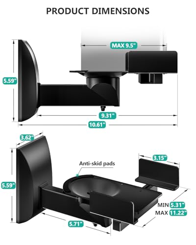 WALI Surround Sound Speaker Wall Mount with Adjustable Swivel Tilt Angle - size: Standard