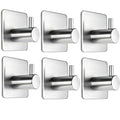 Fotosnow Adhesive Wall Hooks, 15lbs Stainless Steel Heavy Duty No Drill Towel Hooks for Bathroom Kitchen Entryway Dorm-6 Packs - color: Silver-6 Pack