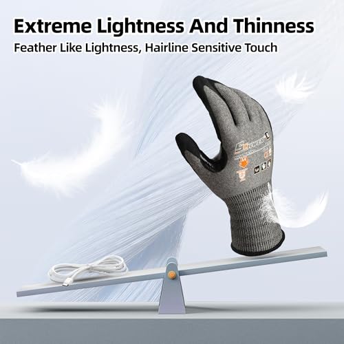 Schwer A4 AIR-SKIN Cut Resistant Work Gloves, Ultra Lightweight, AR5918, XL - color: Gray, size: X-Large