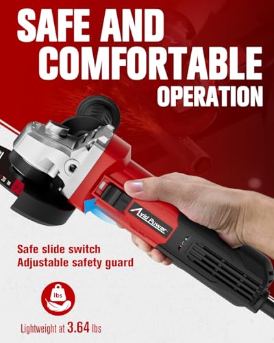 AVID POWER Angle Grinder 7.5-Amp 4-1/2 inch Electric Grinder Power Tools with Grinding Wheels, Cutting Wheels, Flap Disc and Auxiliary Handle for Cutting, Grinding, Polishing & Rust Removal - Dark Red - color: Dark Red