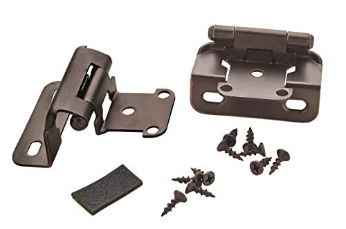 Amerock 1 Pair 1/2" Overlay Oil-Rubbed Bronze Partial Wrap Cabinet Hinge - color: Oil Rubbed Bronze, size: 1/2 Inch (13 mm) Overlay
