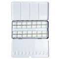 FCLUB Empty Watercolor Metal Palette with 28 Standard 3ml Full Pans - style: Tin Box with 28 Full Pans