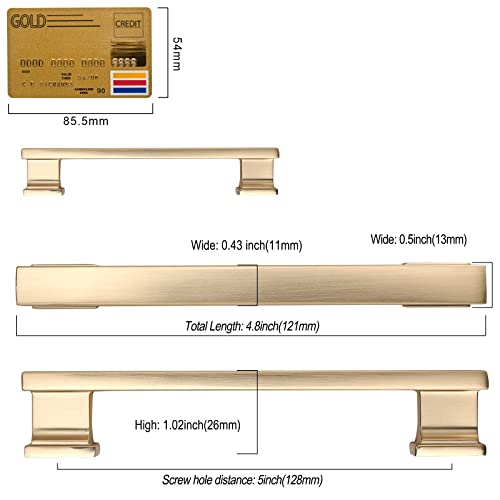 Amerdeco 10 Pack Heavy Duty Solid Brushed Brass Cabinet Pulls 5" - color: Brushed Brass, size: 5" hole center