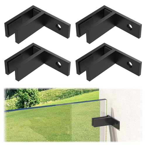 4 Pack Black Railing Wall to Glass Clamp, F-Shape Glass Railing Clip - size: 4 Pack, style: F Shape