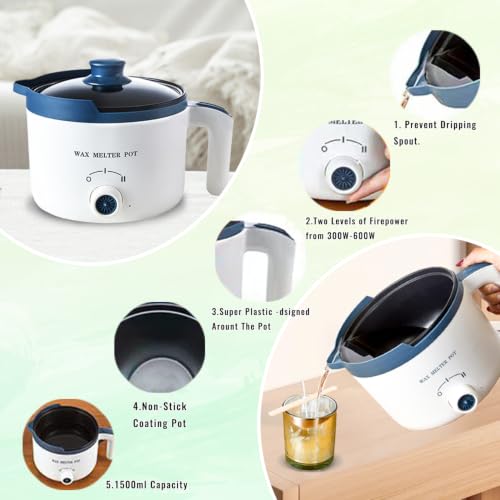 Ksedcon Electric Wax Melting Pot for Candle Making with Pouring Spout - size: wax melting pot kit 6pcs