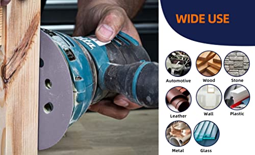 80pcs 5 inch 8 Hole Sanding Discs Hook and Loop 1500/2000/2500/3000/4000/5000/7000/10000 Grits Wet Dry Sandpaper with 2pcs Interface Pad for Random Orbital Sander Automotive Wood Metal Polishing - size: 5 Inch 8 Hole