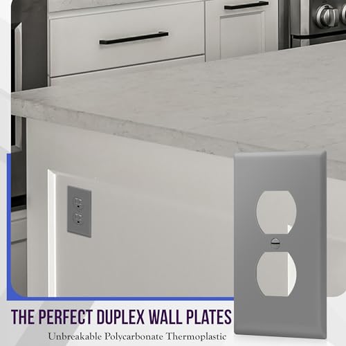 ENERLITES Outlet Covers Wall Plate for Duplex Receptacle, 1 Pack, Gray - color: Gray, size: Standard Size