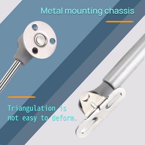100N Soft Close Safety Gas Strut Hinges, CJQZP 2 Pack Heavy Duty Toy Box & Cabinet Hinges for Curved, Round, Arched & Flat Lids - color: silvery