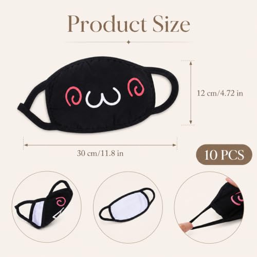 Cute Cat Face Mask, Kawaii Cotton Mouth Masks Reusable Washable Face Mask Anti-Dust Anime Masks for Women Men - color: 10pcs
