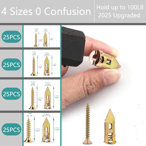 Drywall Anchor Multiple Sizes 4 for Home DIYers Pictures, 160Pcs - size: 4 Size 160Pcs