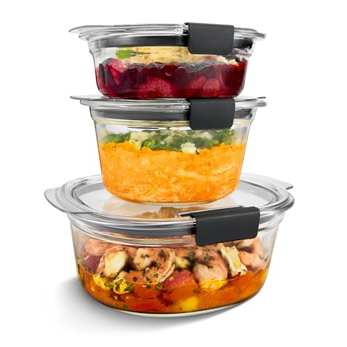 Rubbermaid Brilliance® Glass Round Leak-Proof 6-Piece Set Food Storage Containers, Food Containers with Lids, Meal Prep Containers - size: Assorted Sizes (6-Piece)