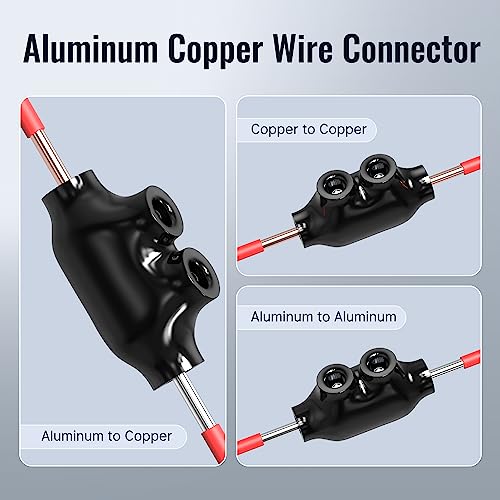 RVBOATPAT 5 Pack Insulated Inline Splice Connector 2-14 AWG Aluminum to Copper Wire Connectors 5/32" Slotted Allen Hex Insulated Cable Connectors - color: 2-14 AWG