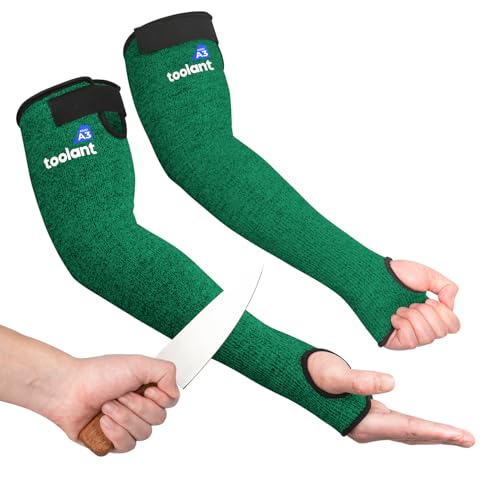 OriStout Cut Resistant Farmer Sleeves with Tumb Hole, Dark Green, 1 Pair | Arm Protectors for Thin Skin and Bruising, Arm Guards for Biting, Pet Grooming, Gardening, Welding, Kitchen, One Size - color: Dark Green (1 Pair) - Long, size: One Size