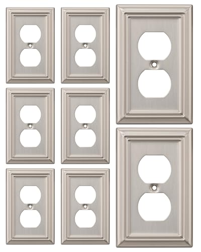 DEWENWILS Metal Wall Plate, Decorative Light Switch Cover Brushed Nickel - color: Brushed Nickel, size: 1 Duplex 8PK