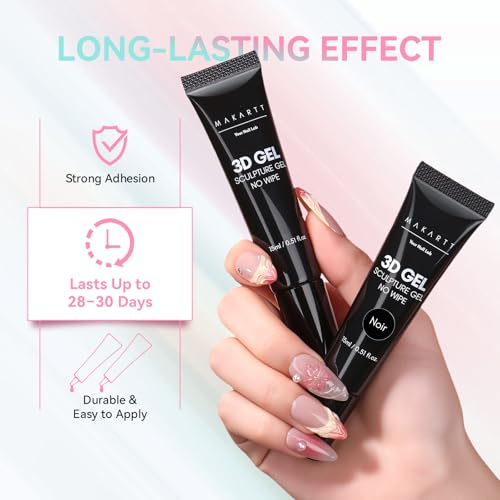 Makartt 3D Nail Gel, 2 Pcs Clear & Noir Sculting Gel for DIY Nail Designs - color: A13-Clear&Noir