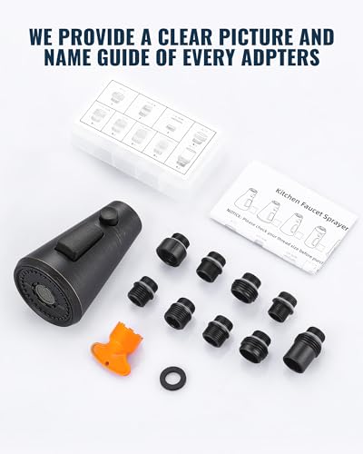 Pull Down Spray Head Replacement - for Kitchen Faucet Sprayer Head with 9 Adapters, 3 Function Pull Out Faucets Spray Nozzle Compatible with Moen, American Standard Faucets, Oil Rubbed Bronze - color: Oil Rubbed Bronze