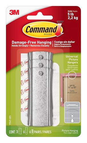 Command 5 lb Universal Hangers, 3 Hangers, 6 Strips, 6 Stabilizer Strips - size: Large, style: 3 Hangers