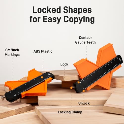 Teslong 10+6 Inch Contour Gauge with Lock, Precisely Copy Irregular Shape