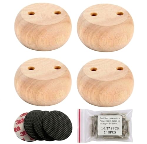 2 Inch Unfinished Wood Bun Furniture Legs Set of 4 - size: 2" height *3.15" diameter