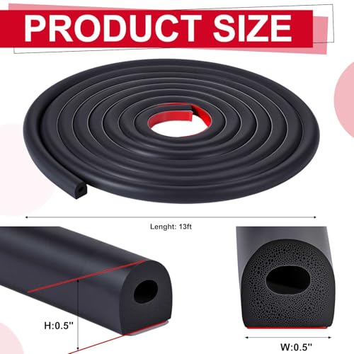 Pangda 13ft Foam Rubber D Shape Seal Strip 0.5" W x 0.5" H Self Adhesive EPDM Rubber Weather Stripping RV Slide Out Seal Heavy Duty Automotive Weather Stripping for Car Truck RV Boat Home - size: 13ft, style: 0.5" W X 0.5" H