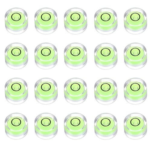 HARFINGTON 20pcs Circular Bubble Spirit Level 12x7.5mm Mini Round Bubble Spirit Level Little Measuring Layout Tools for TV Industrial Carpentry Picture Frame, Green/Black - color: Green/Black, size: 12x7.5mm