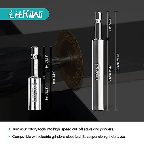 Diamond Cutting Blade Wheel,with 2 Sizes Round Mandrels,2PCS 1/4" Hex Shank - size: 3PCS Diamond Blades & 4PCS Shanks