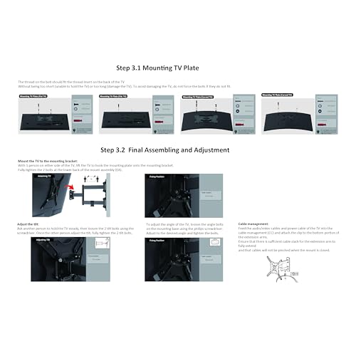 Amazon Basics Full Motion Articulating TV Wall Mount, with Swivel and Tilt, for 26" to 55" TVs and Flat Panels up to 80 Lbs, VESA Compatible, Single Stud, Black - size: 26" to 55", style: Full Motion Articulating