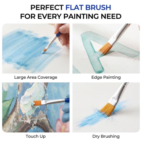 Smallbudi 168 PCS Small Paint Brushes Bulk, Flat Tip Acrylic Paint Brushes - size: 168 Flat Brushes