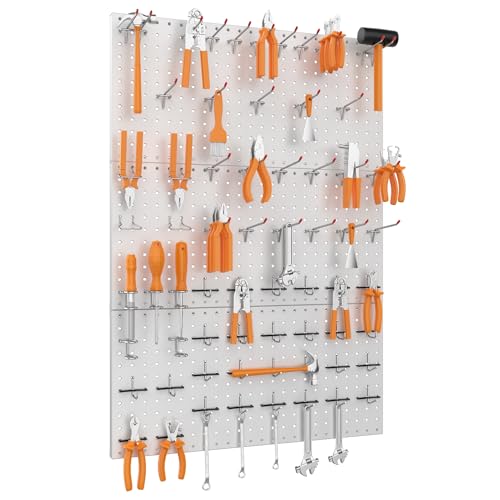 WALMANN 96 PCS Pegboard Kit with Hooks, 36x24 in Wall Tools Pegboard - color: Gray